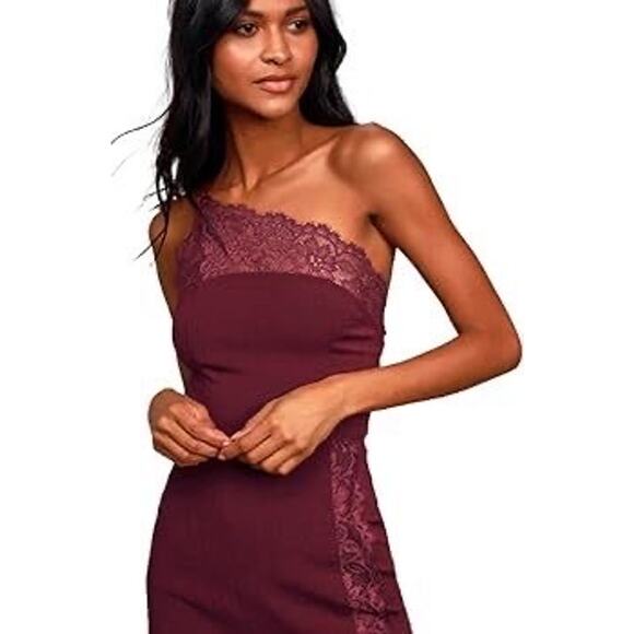 Free People Premonitions Lace‎ Trim Bodycon Dress in Burgundy Size Small - Picture 4 of 10